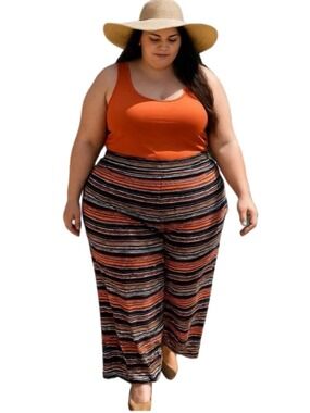 SWAK Multi Colored Wide Leg Plus Size Palazzo Pant NWOT